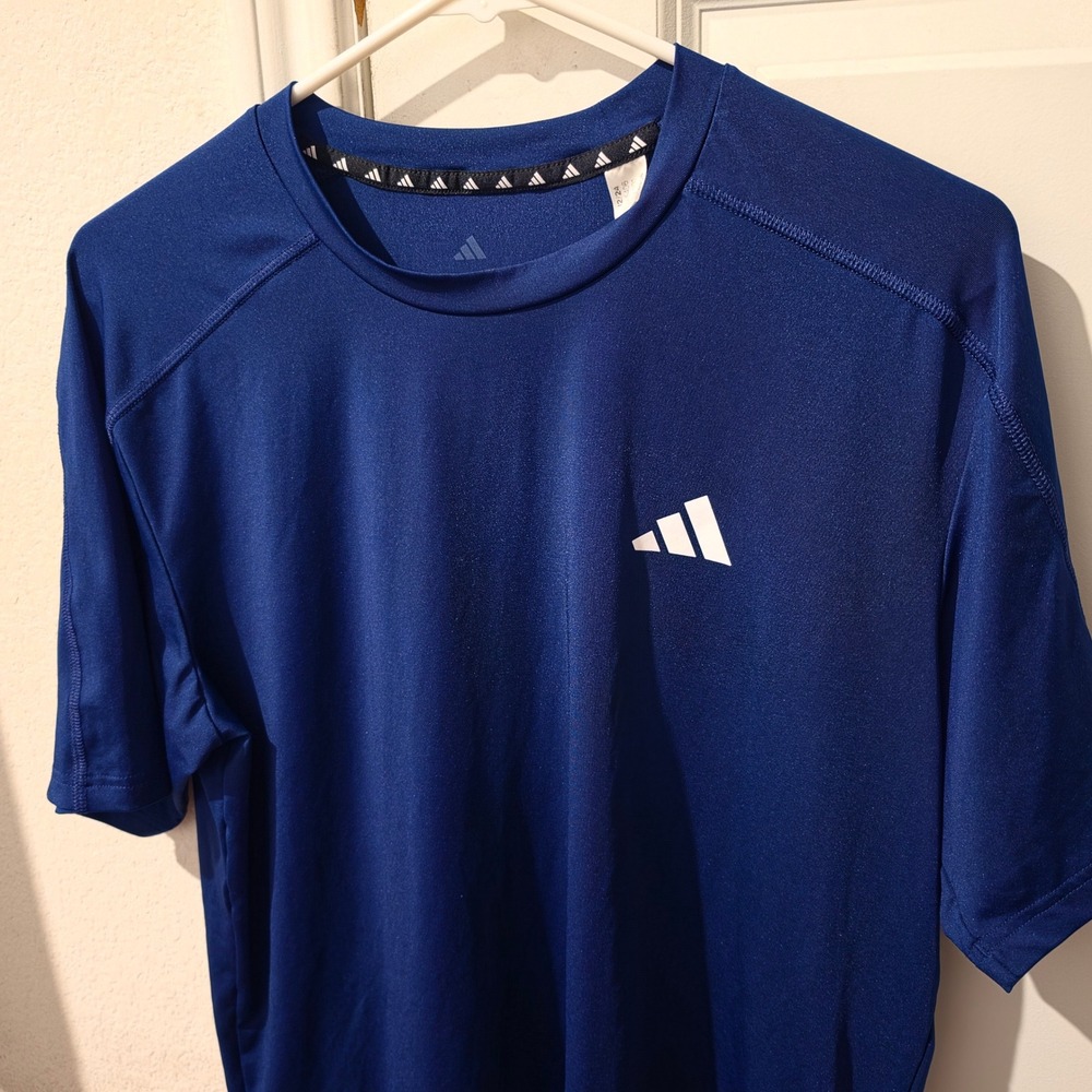 Adidas Mens Navy Blue Short Sleeve Performance Training T-Shirt Size Medium